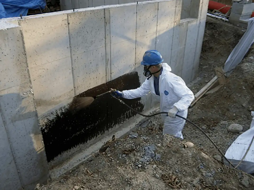 Professional waterproofing the exterior walls of the basement in Baton Rouge, LA