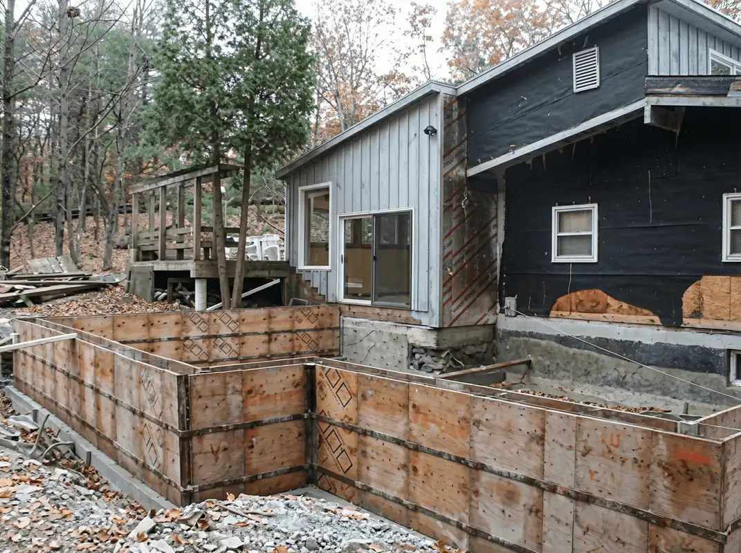 Prepared site with foundation forms for home remodeling and addition project in Baton Rouge, LA